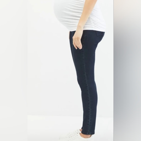 Motherhood Maternity Women's Indigo Blue Stretch Dynashape Belly Straight Jean - Picture 3 of 5